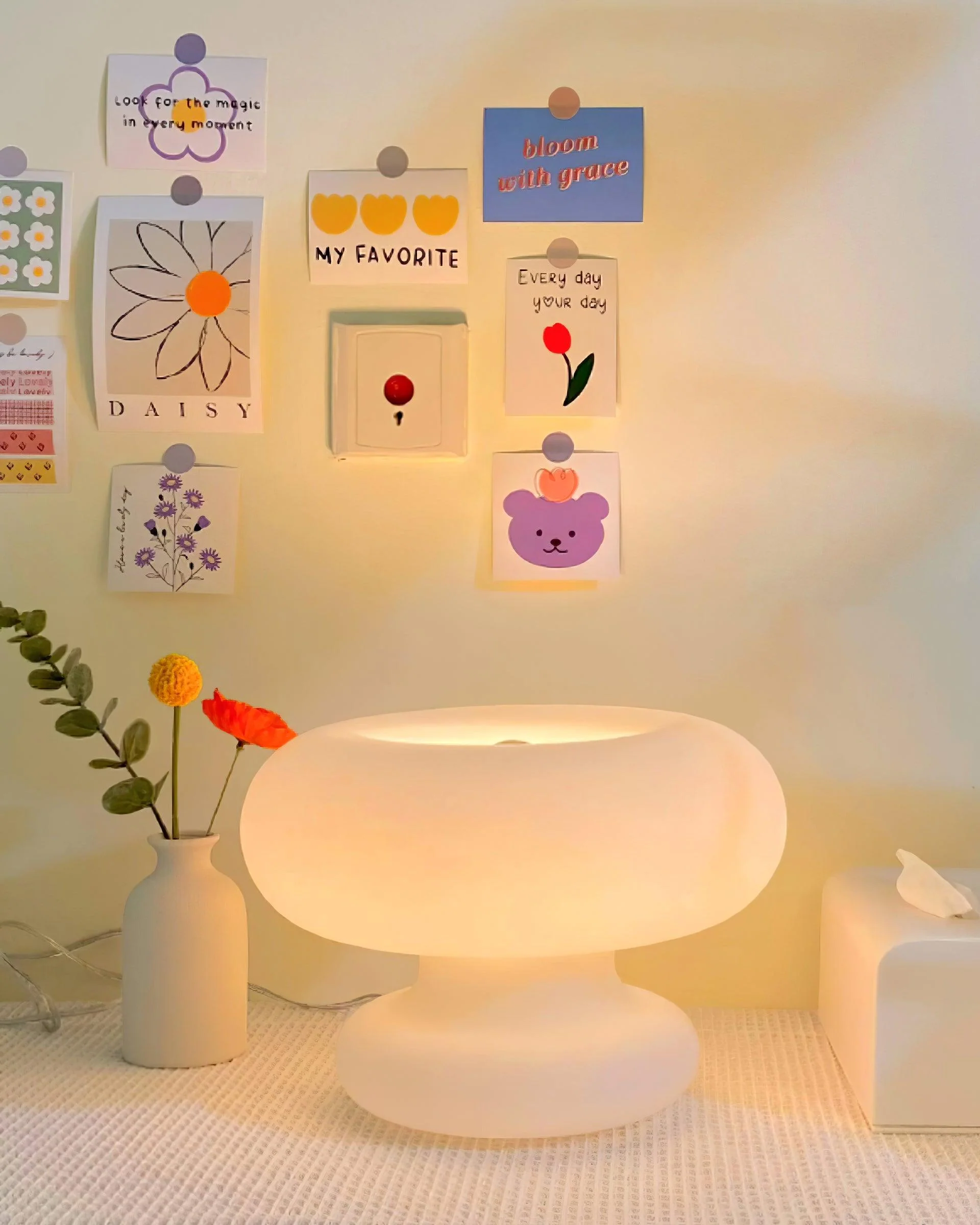 Donut Table Lamp - ∅ 11″ x H 7.9″/ Dia 28cm x H 20cm / White / UK plug