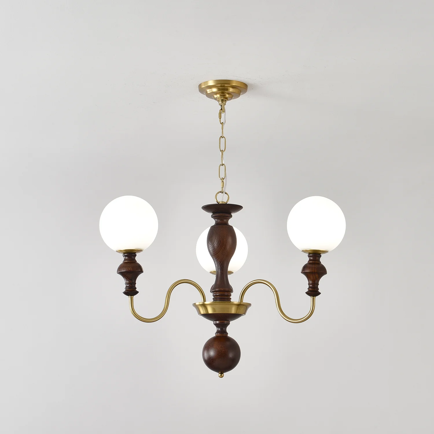 Люстра Timeless Globe - 6 плафонов ∅85см x 47см, орех, золотой