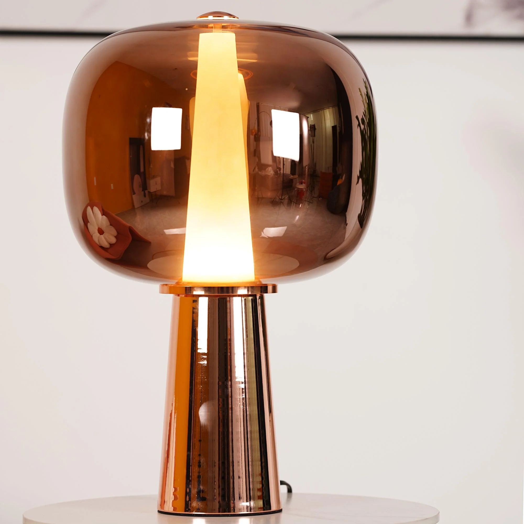 Dusk Dawn Table Lamp - ∅ 13.8″ x H 19.7″ / Dia 35cm x H 50cm / Smoky gray / US plug