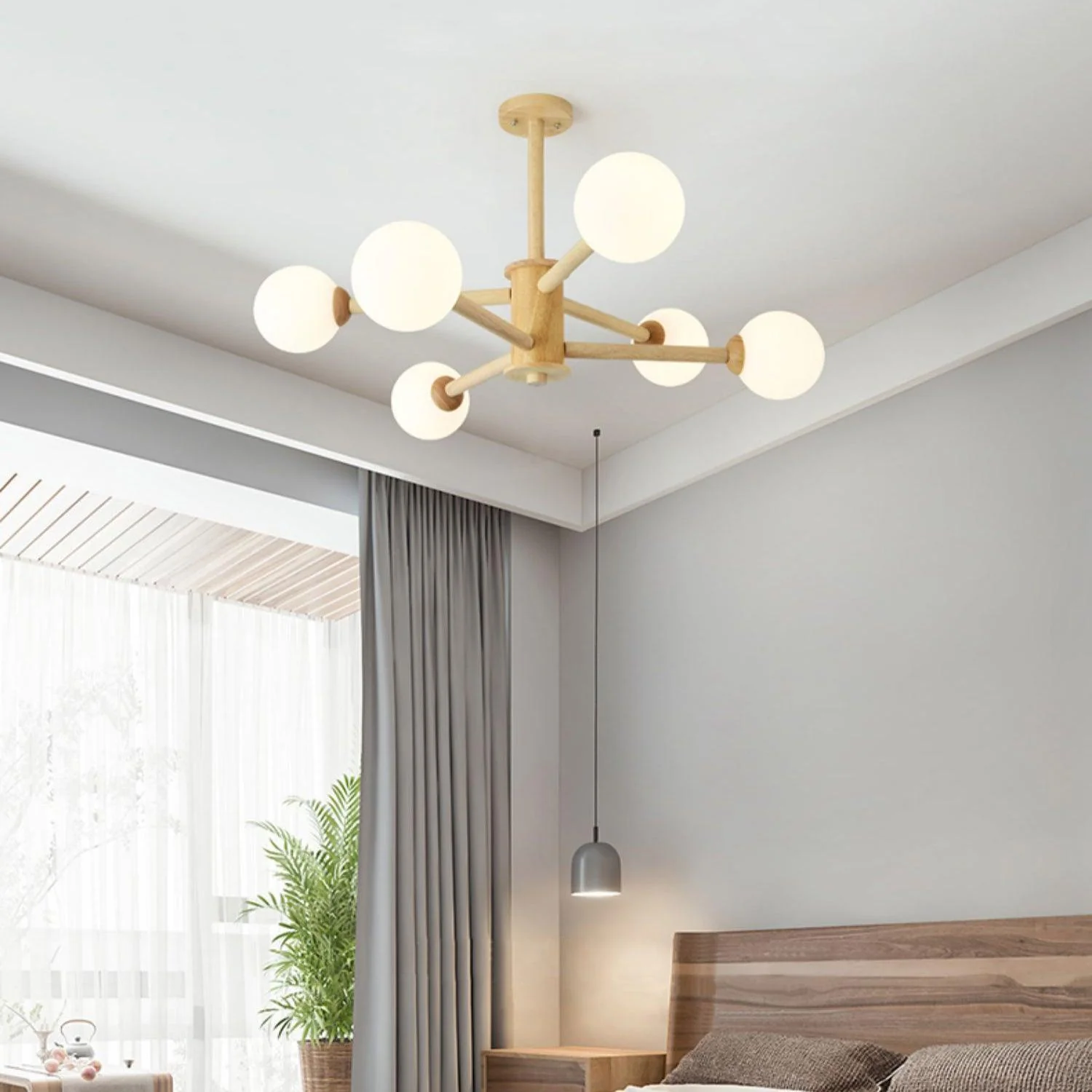 Люстра Kozan Wooden - 8 плафонов ∅88см x 51см, дерево, белый