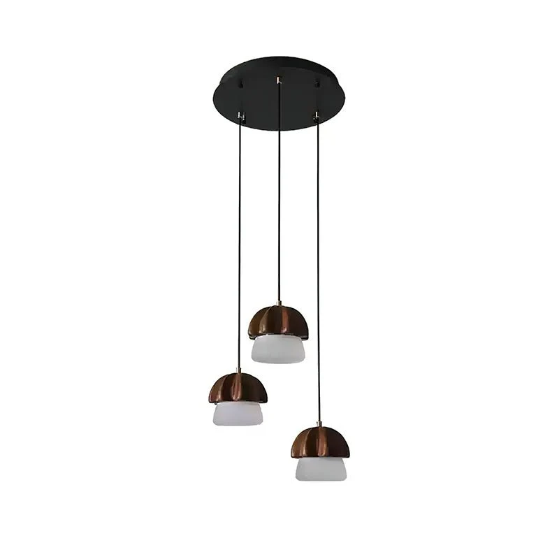 Люстра Mushroom Cluster - 1 плафон ∅12см x 13см, орех, теплый свет