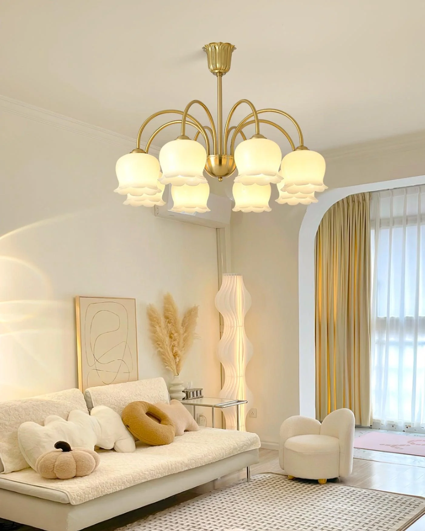 Люстра Orchids Brass - 8 плафонов ∅80см x 58см, латунь, бежевый