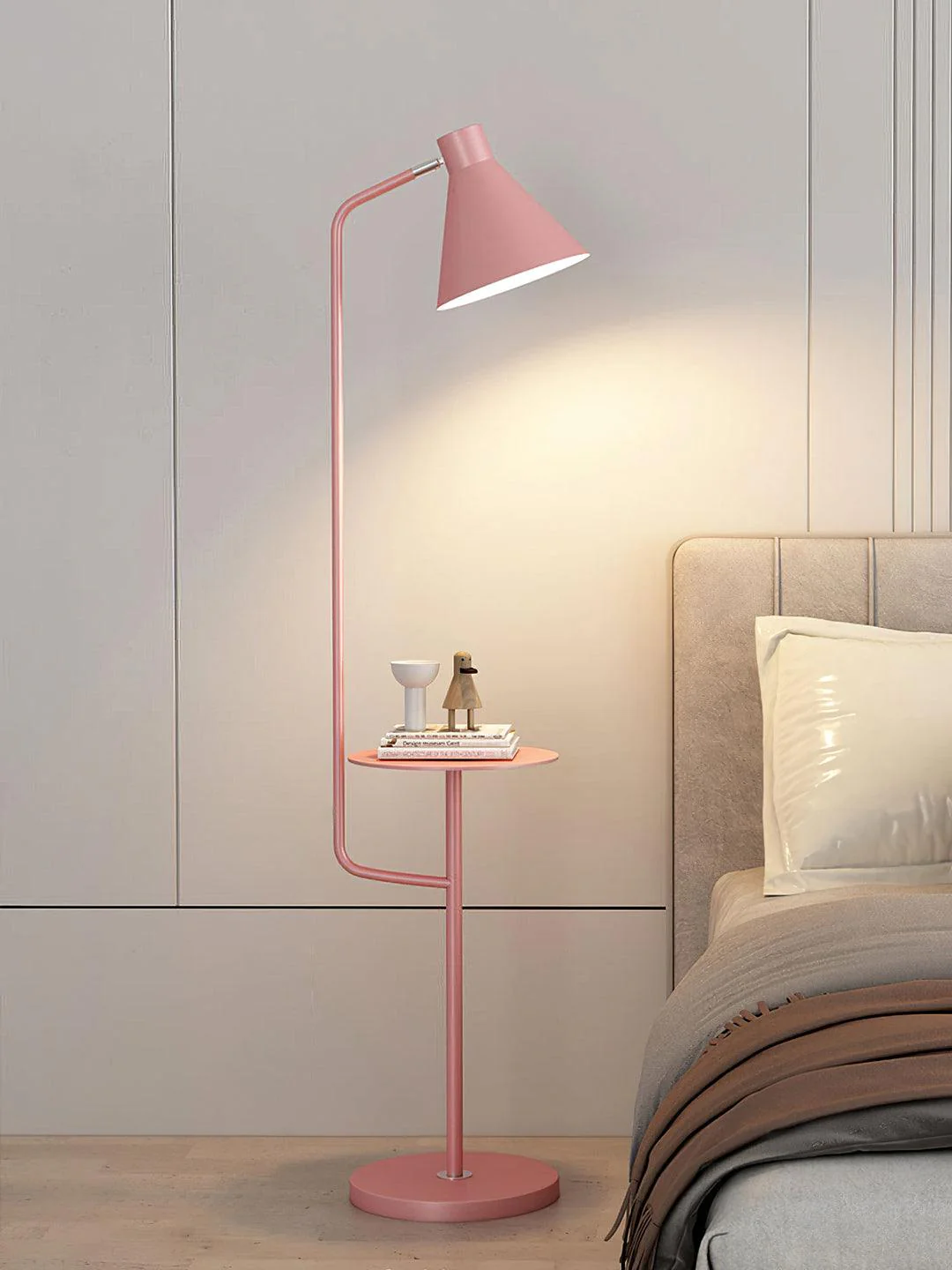 Macaroon Floor Lamp - Model B Marble table: W 11″ x H 59.1″ / Pink / UK plug