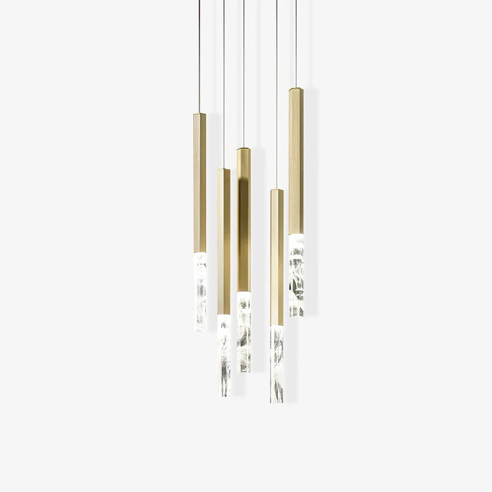 Подвесной светильник Shine Vertical Plumage Suspension - 5 плафонов ∅30см x 200см, черный, теплый свет