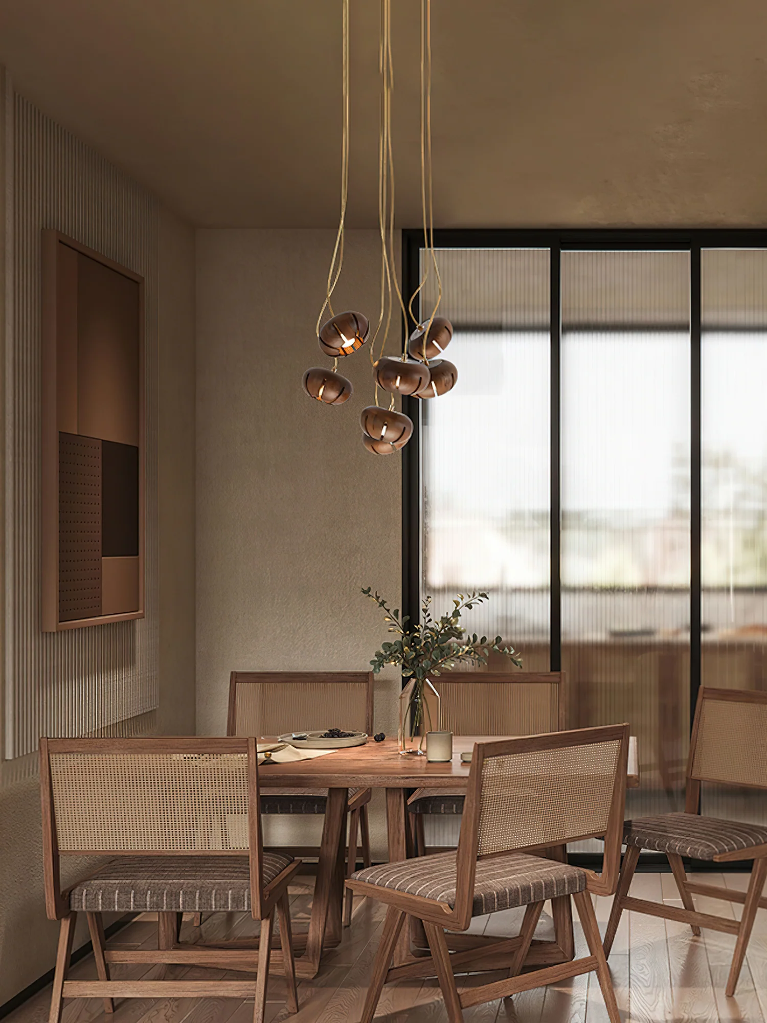 Люстра Wood Pumpkin Cluster - 19 плафонов ∅60см х 95см, орех