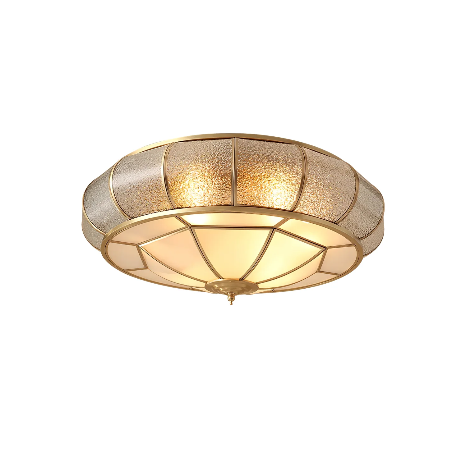 Потолочный светильник Round Textured Glass - ∅60см х 23см, латунь