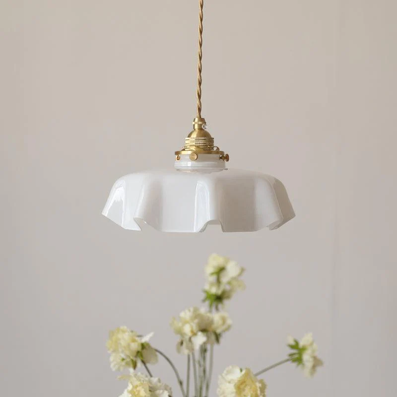 Подвесной светильник French Flower - ∅25см x 13см, латунь, розовый