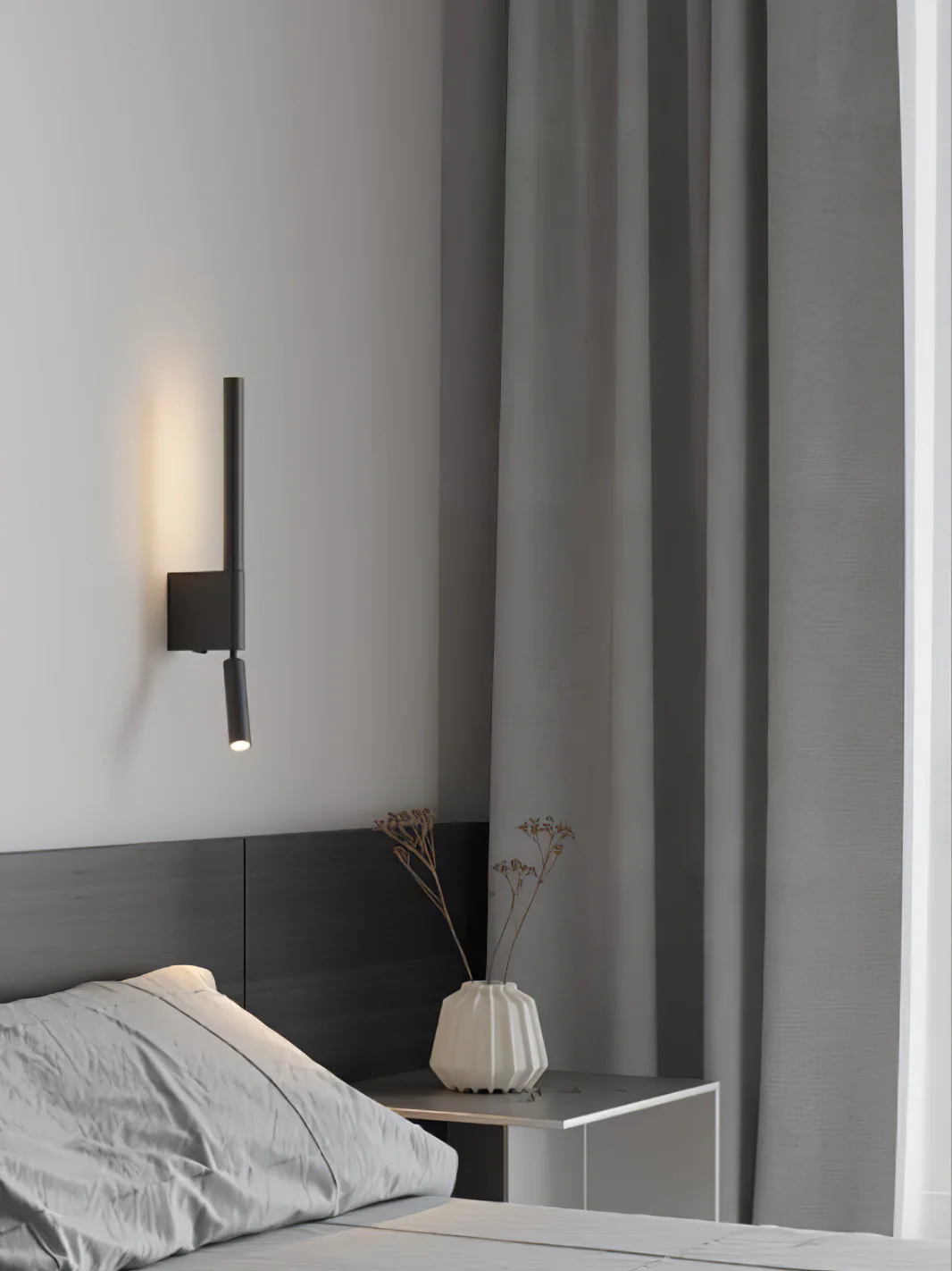 Настенный светильник Canut LED - ∅6см x 43см, черный, теплый свет