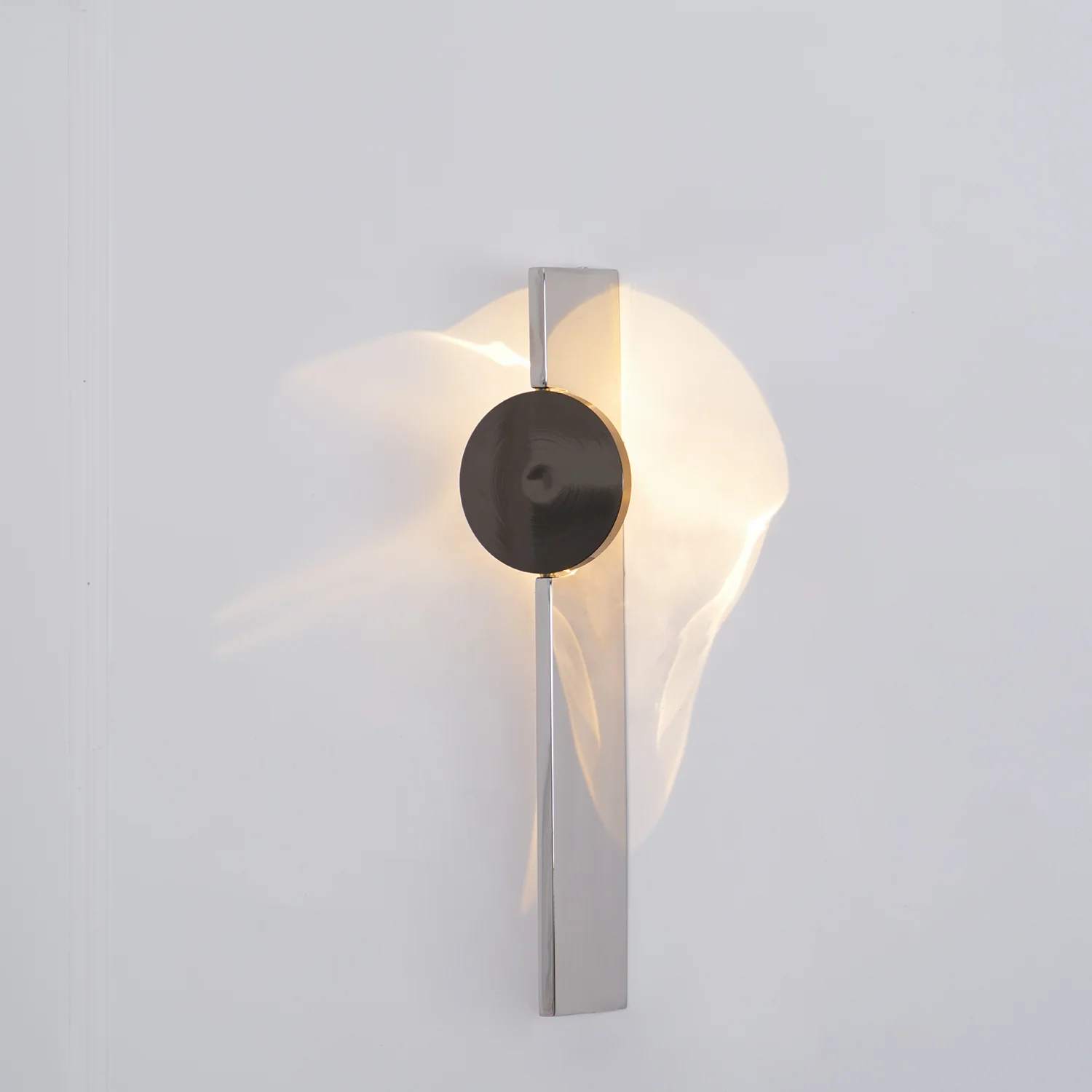Creative Light And Shadow Wall Lamp - 2-Lights: ∅ 4.1″ x H 14.9″ Set of 2 / Chrome & Black / Warm Light