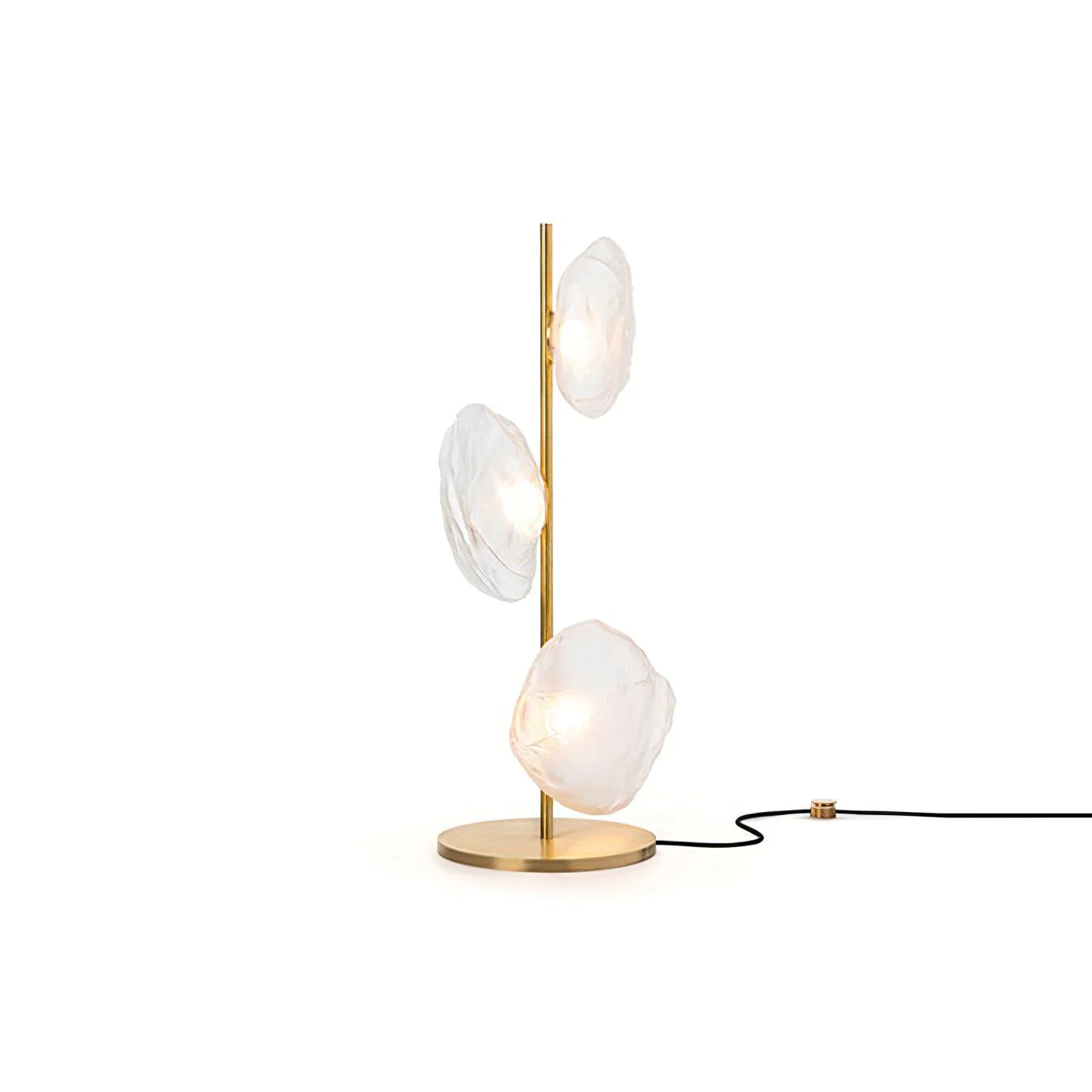 Glass Petals Table Lamp - ∅ 13.8″ x H 35.4″ / Dia 35cm x H 90cm / Gold+Smoke gray / US plug