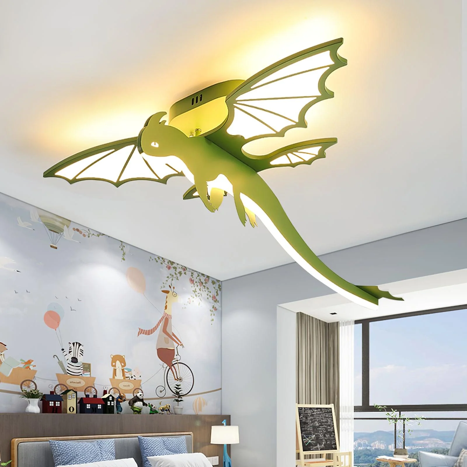 Потолочный светильник Green Dinosaur - 70см x 30см, зеленый, холодный свет