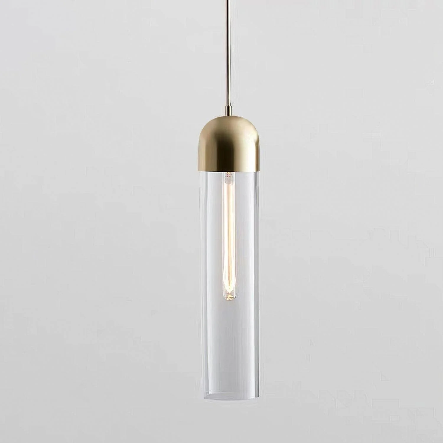 Подвесной светильник Glass Cylindrical Shape - ∅10см х 40см, дымчато-серый