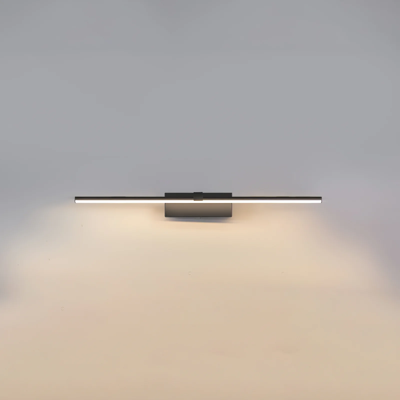 Metal Linear Mirror Wall Light - ∅ 23.6″ x H 3.1″ / Black & Warm Light / Set Of 2