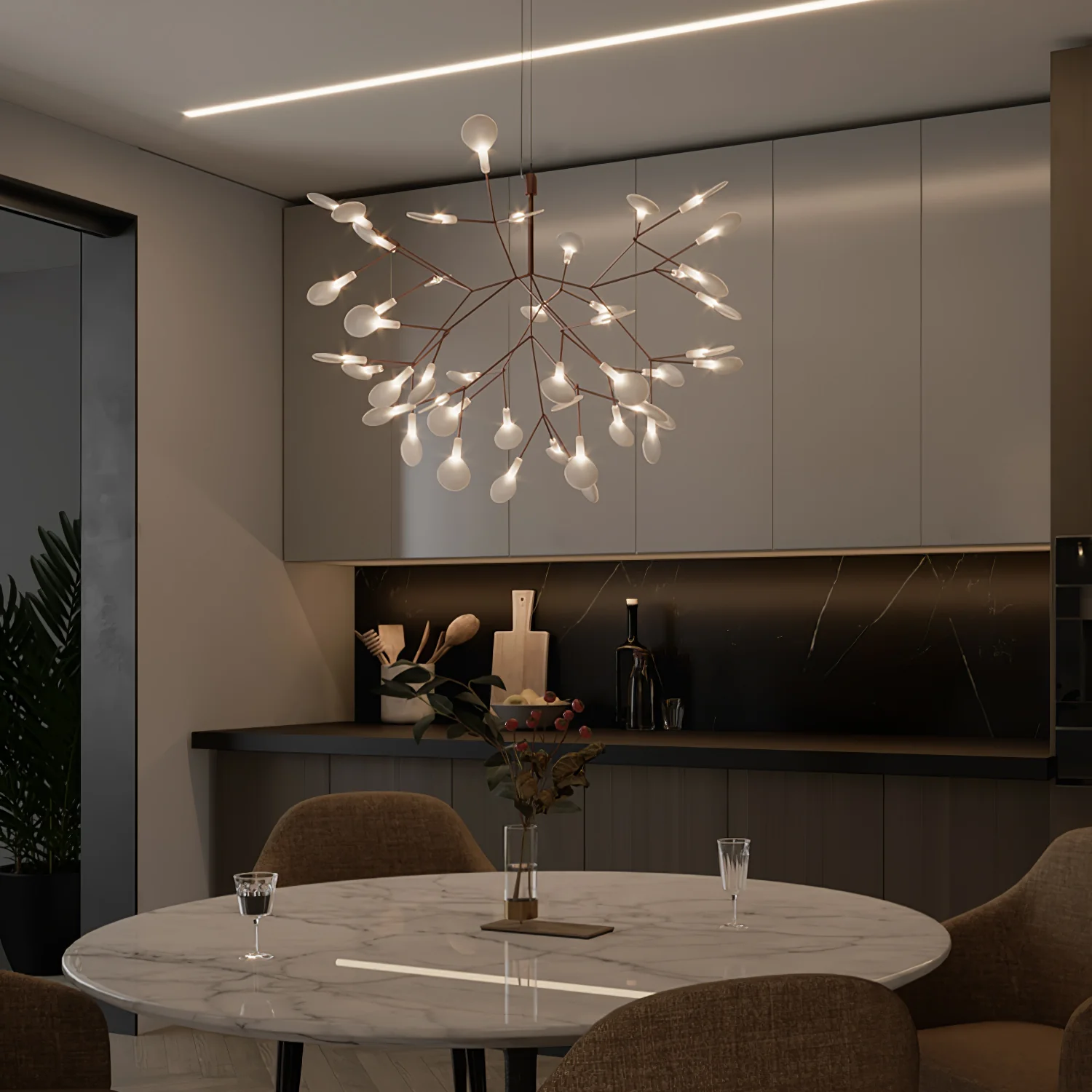 Люстра Rose Gold Firefly LED - 81 источник света ∅100см x 40см, розовое золото, холодный свет