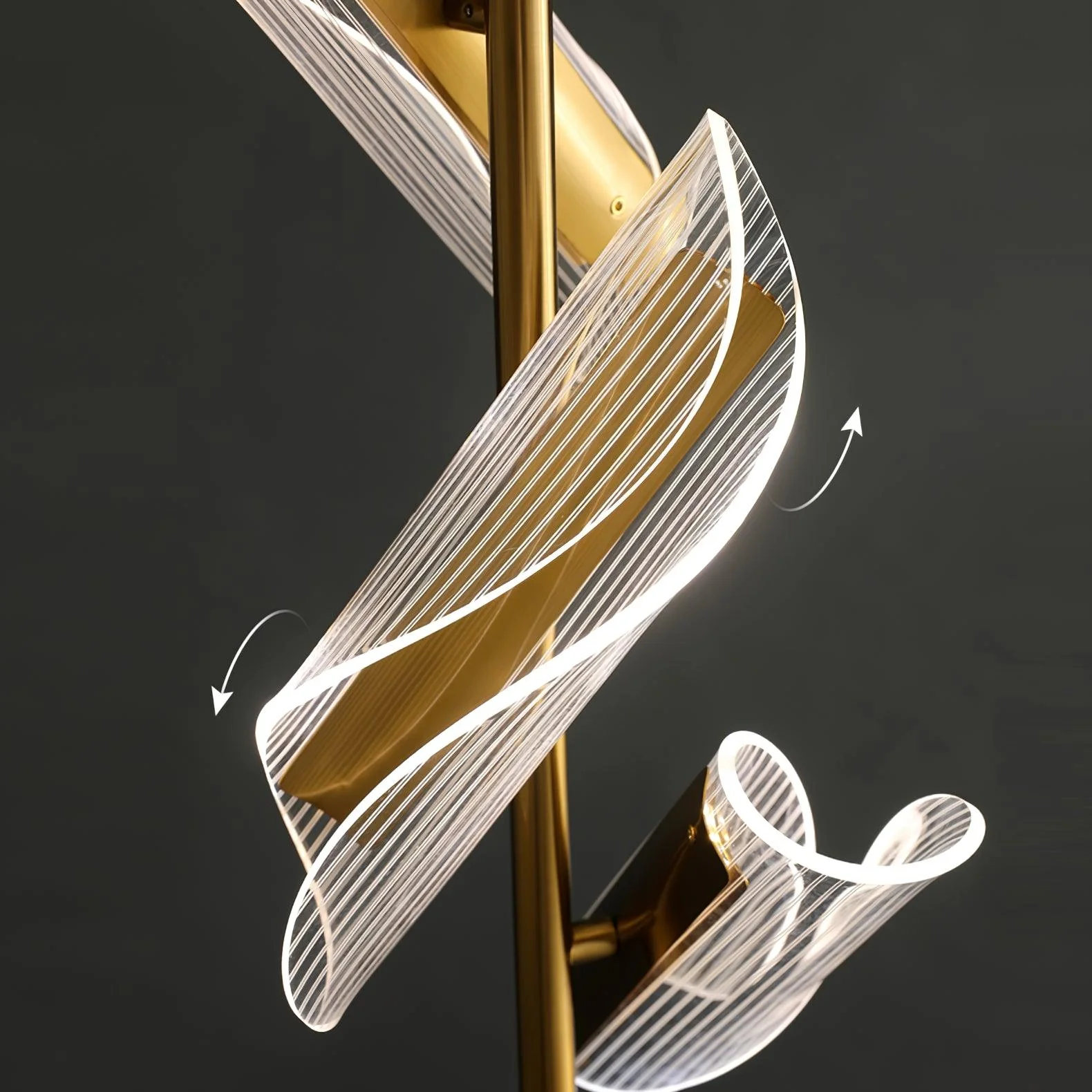 Flame Floor Lamp - ∅ 7.8″ x H 59″ / Dia 20cm x H 150cm / Gold / UK plug