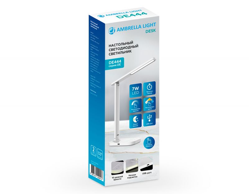 Светодиодная настольная лампа с USB портом и таймером Ambrella Desk DE444