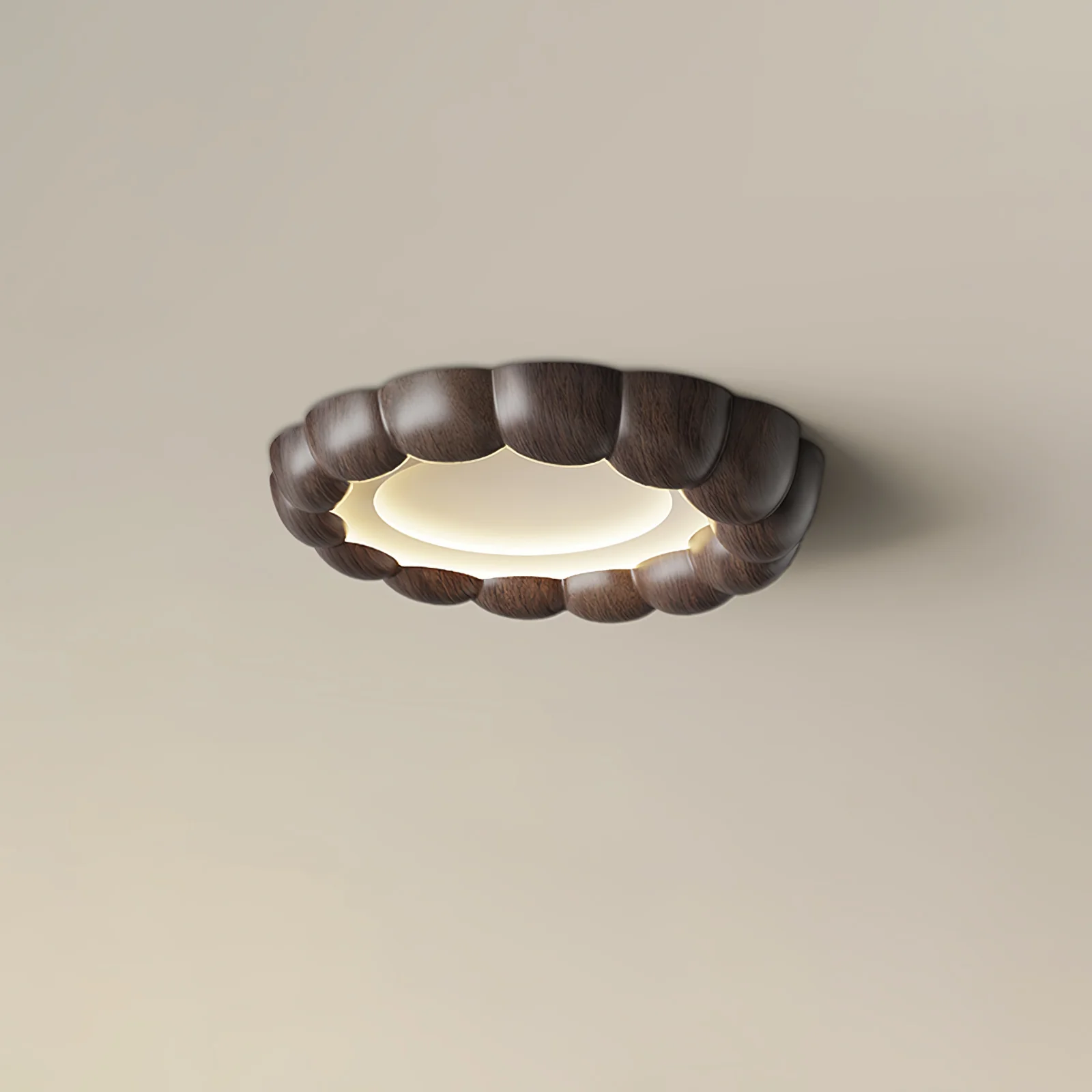 Потолочный светильник Faux Wood Ripple - модель B ∅50см x 6см, натуральная текстура дерева, 3000-6500К