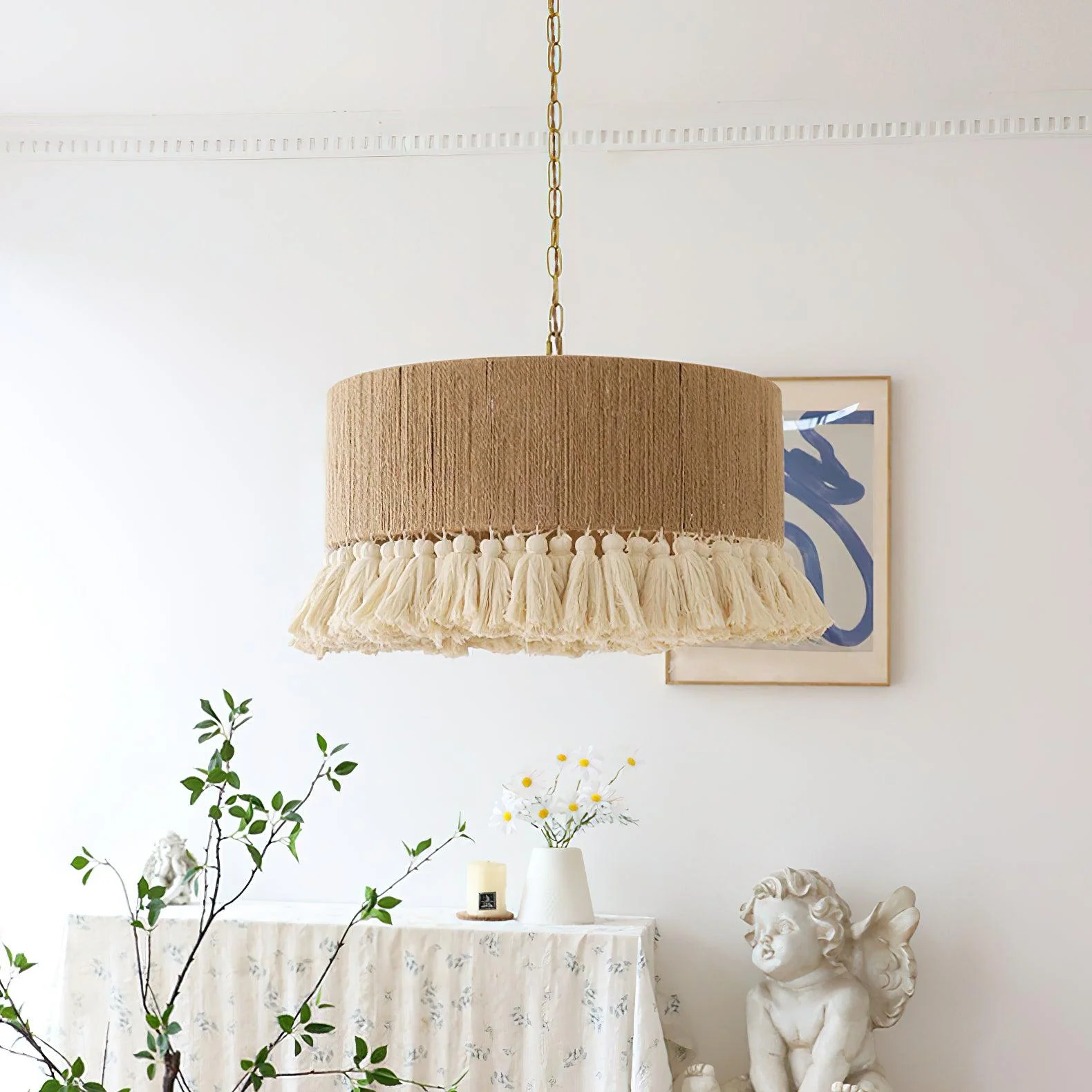 Подвесной светильник Boho Rara - модель А ∅30см x 37см, бежевый, белый