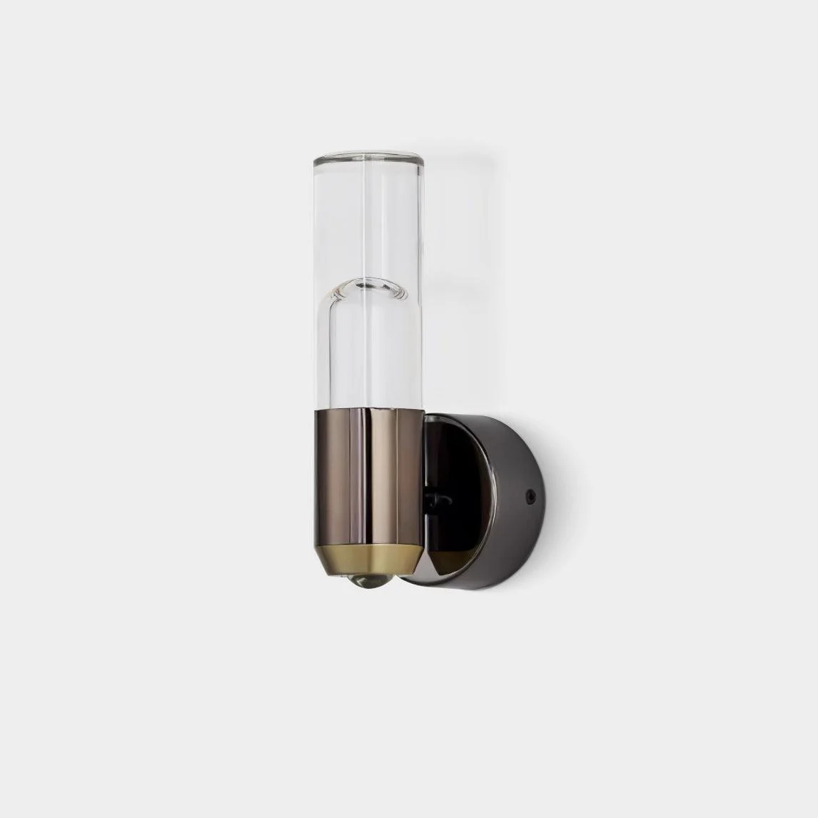 Настенный светильник Cylindrical Modern - ∅8см x 20см, черный, прозрачный, холодный свет