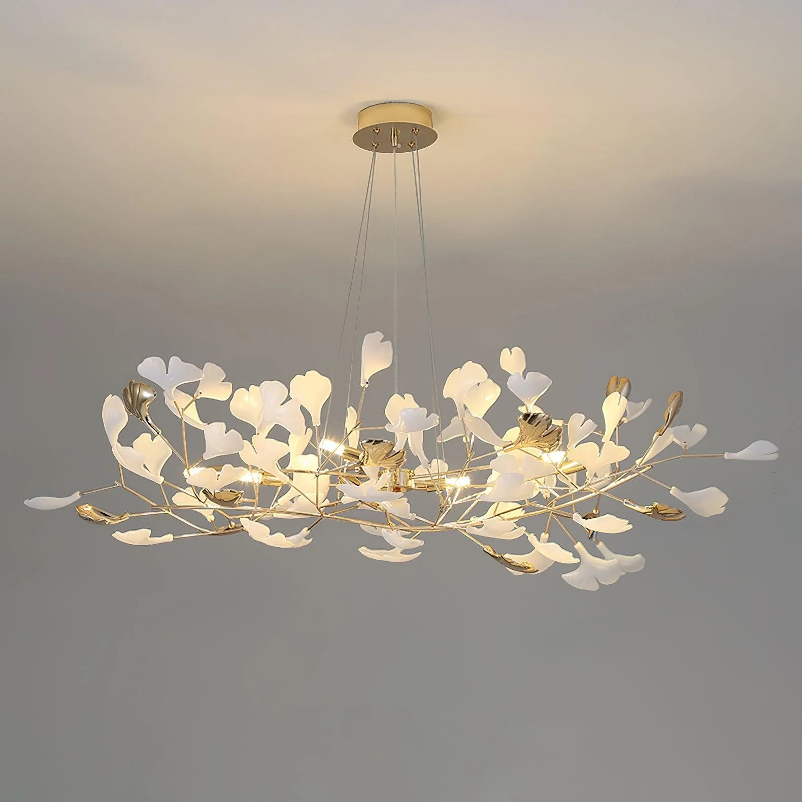 Люстра Gingko R - модель C, 120см x 45см x 45см, золотой, белый