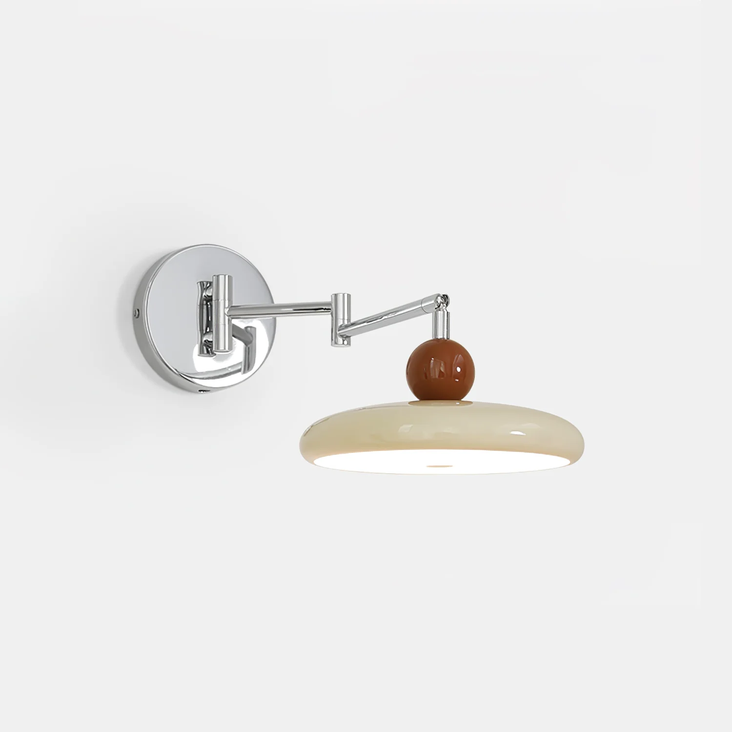 Lola Swing Arm Wall Lamp - ∅ 7.9″ x H 4.7″ / Dia 20cm x H 12cm / Beige & Warm Light / Set of 2