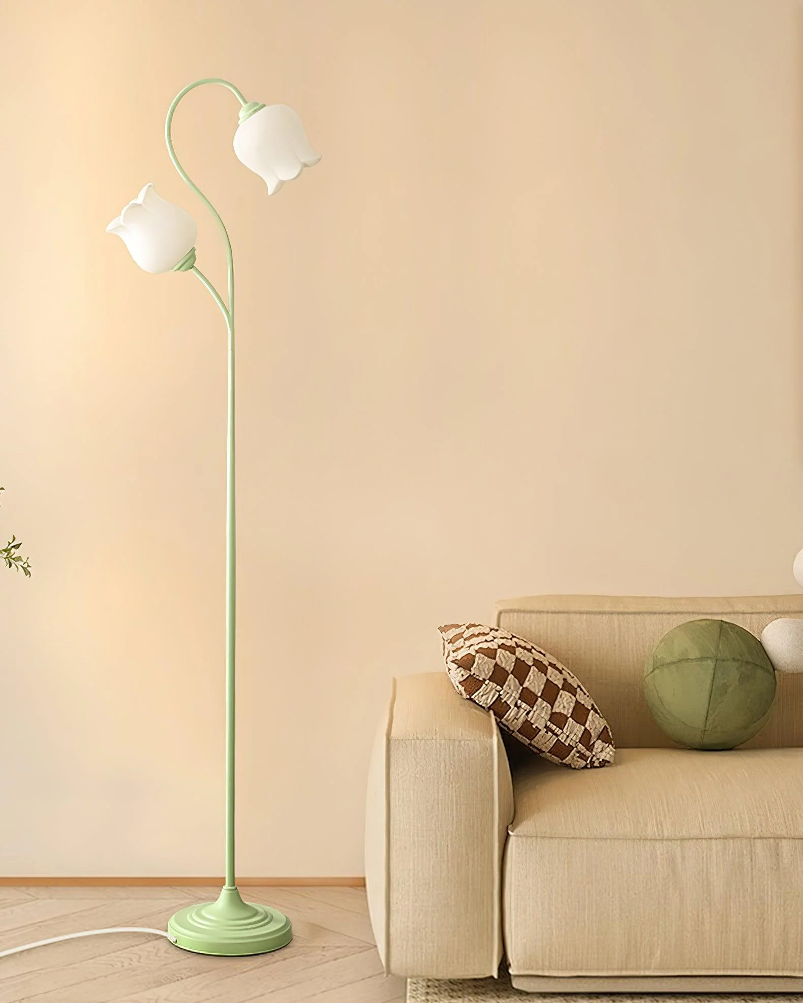 Торшер Lilium - ∅42см x 171см, белый, белый