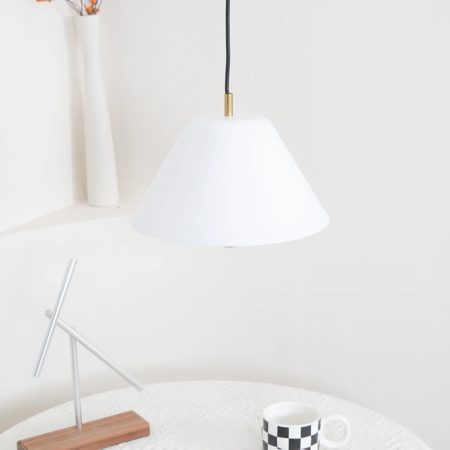 Подвесной светильник Minimalist - ∅28см x 150см, белый, черный