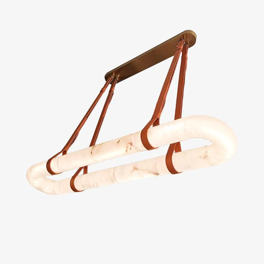 Люстра Circle Alabaster - 100см x 25см x 8см, темно-коричневый, белый алебастр, теплый свет