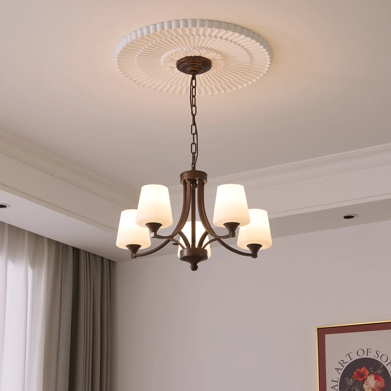 Люстра Ardena Classic - 3 источника света ∅60см x 40см, темно-коричневый, белый