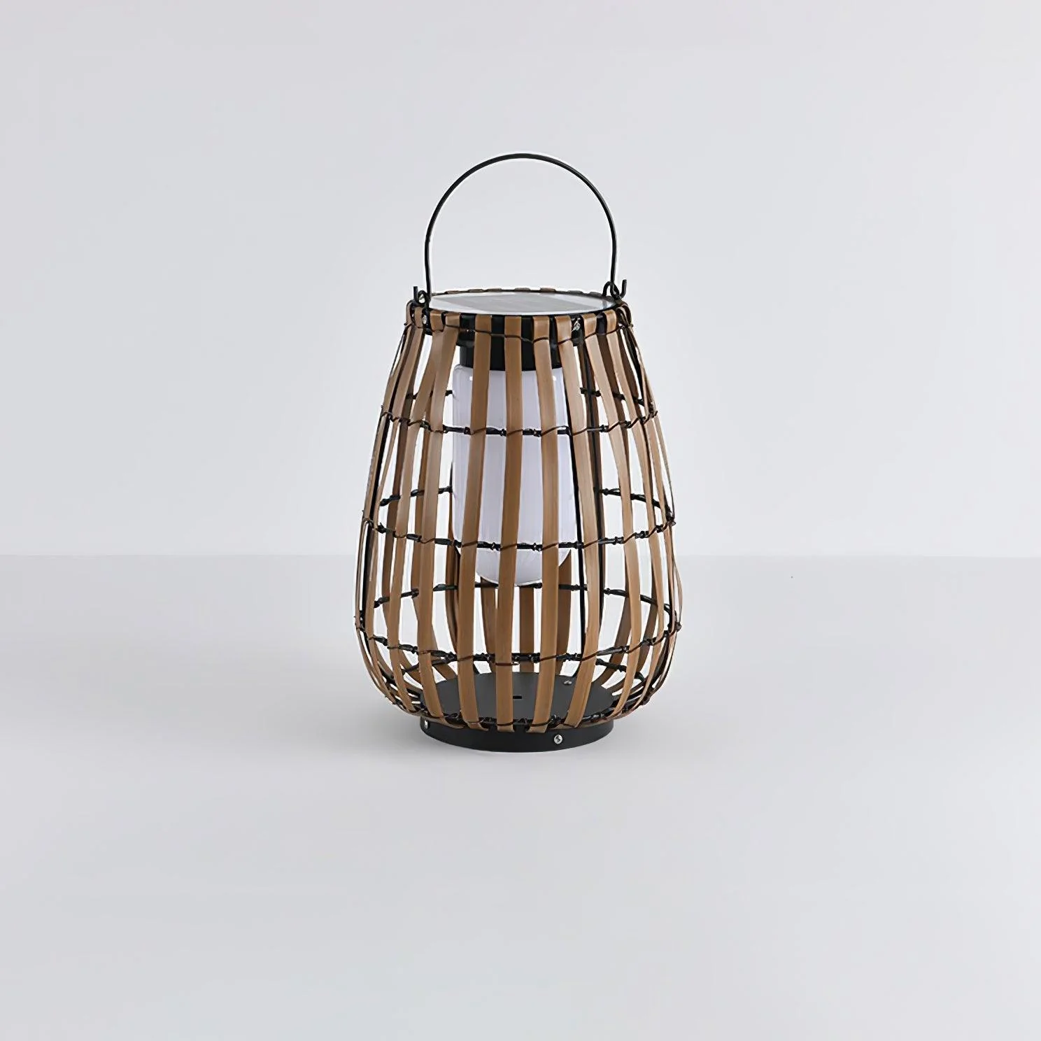 Уличный светильник Tropic Braid Lantern - модель B, солнечная батарея, ∅30см x 40см, черный, дерево