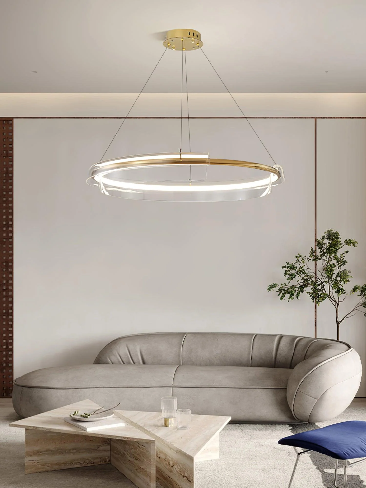 Люстра Solstice LED - ∅80см x 150см, золотой, прозрачный, теплый свет