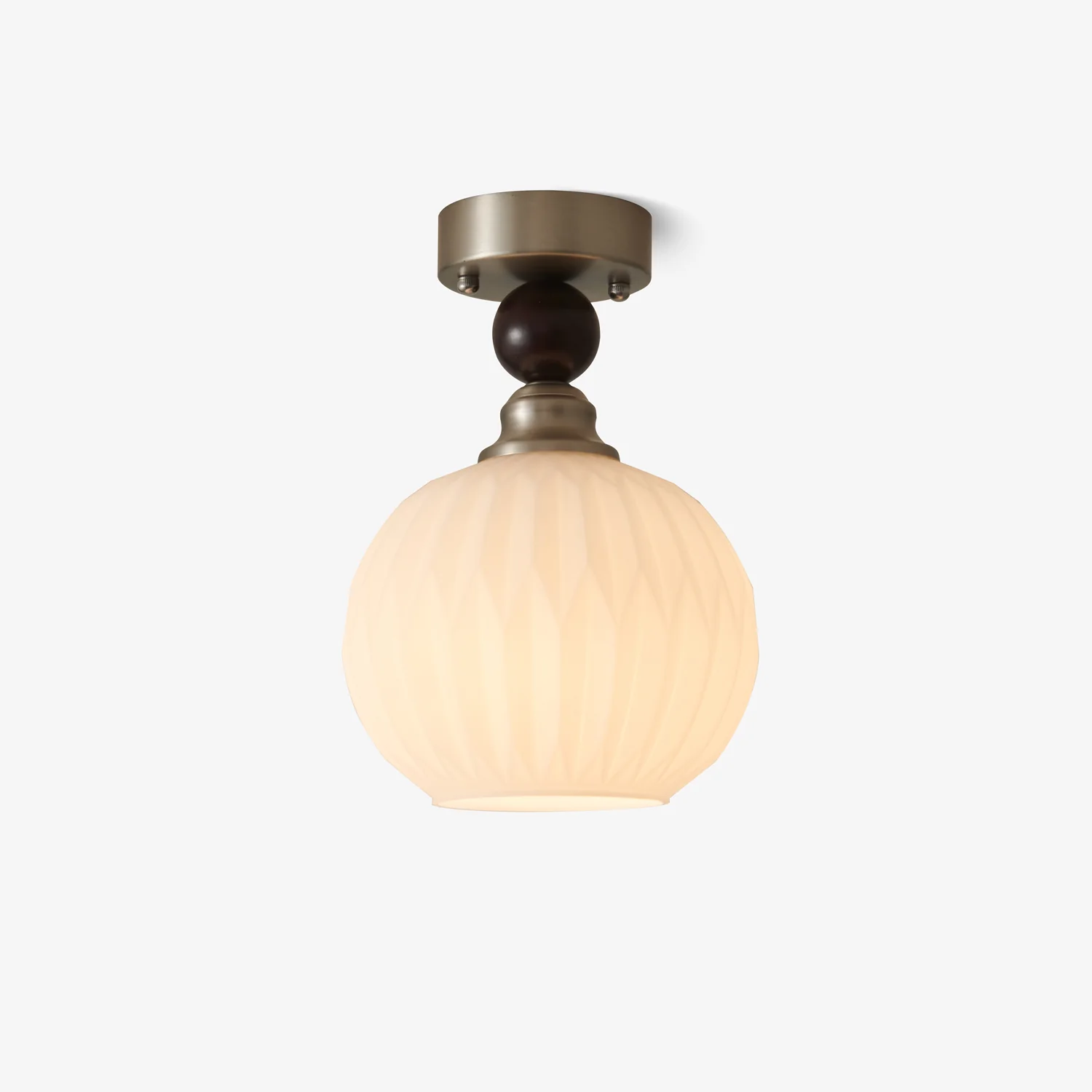 Потолочный светильник Pearl Sphere - модель B ∅40см x 10см, никель, белый