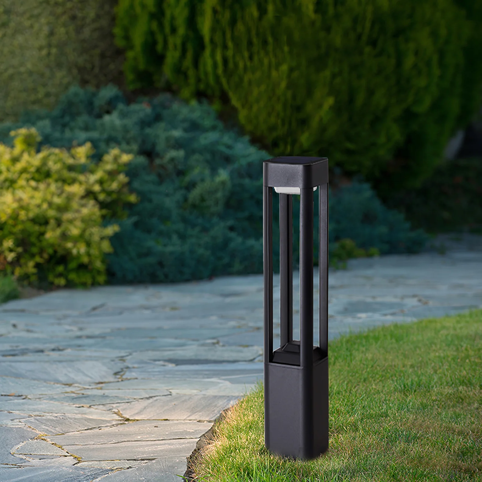 Уличный светильник Rectangular Column Garden - ∅10см x 60см, черный, теплый свет