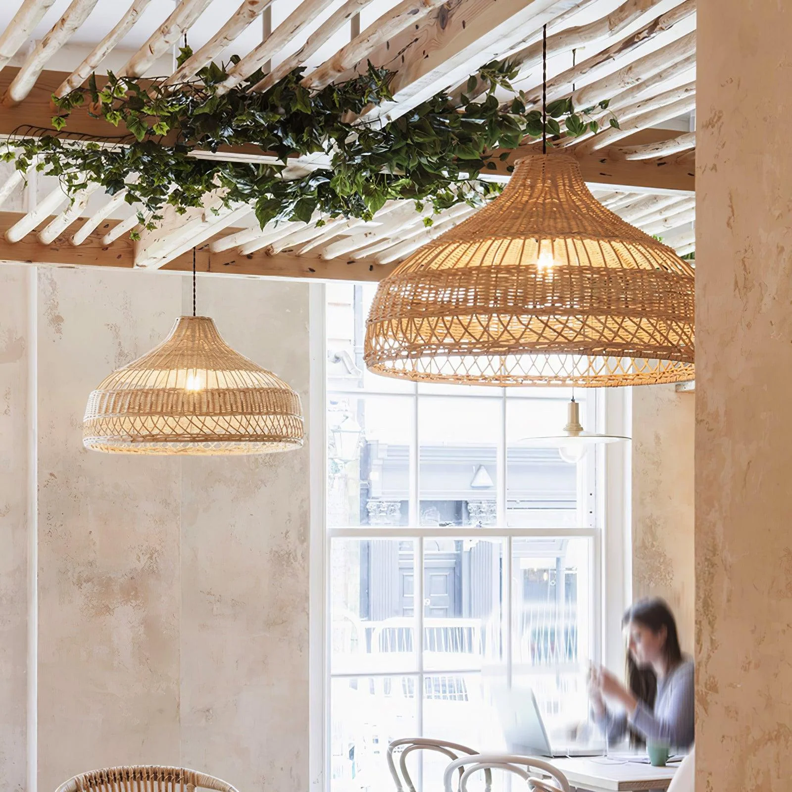 Подвесной светильник Artisanal Rattan Dome - ∅60см x 40см, натуральный ротанг