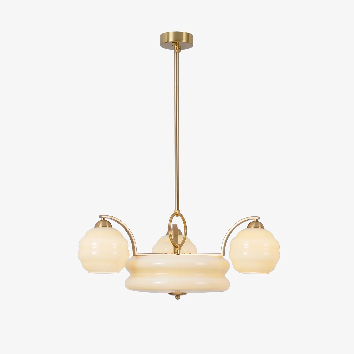 Люстра Art Deco Vintage - 3+1 плафона ∅62см x 28см, золотой, белый
