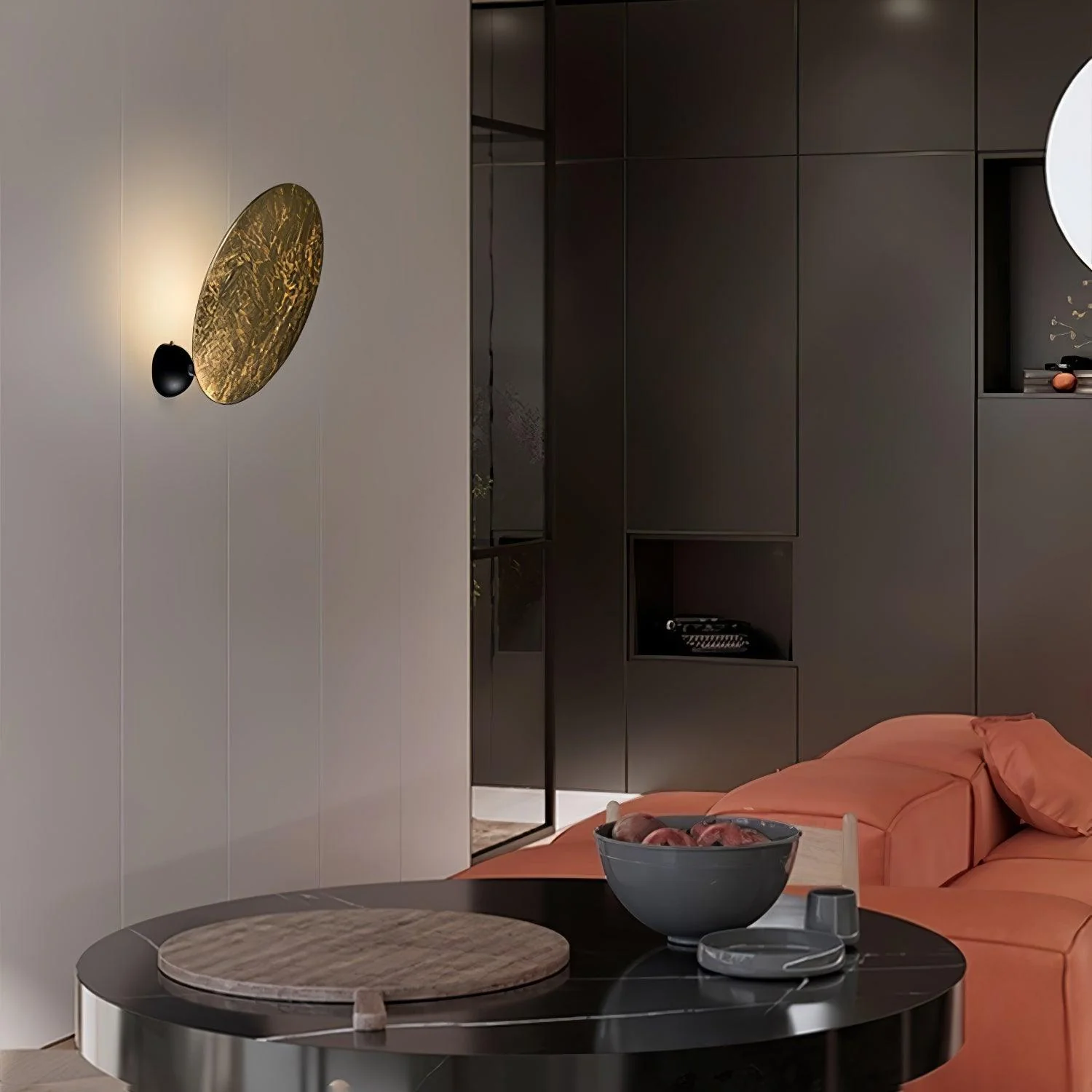 Giorgio W1 Wall Lamp - ∅ 8.7″ x H 8.7″ / Dia 22cm x H 22cm Set Of 2 / Gold & Black / Cool Light