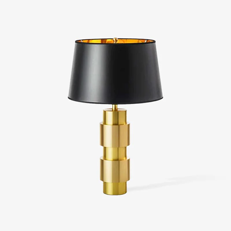 Jean Cylinder Table Lamp - ∅ 15″ x H 23.6″ / Dia 38cm x H 60cm / Gold+Black / UK plug