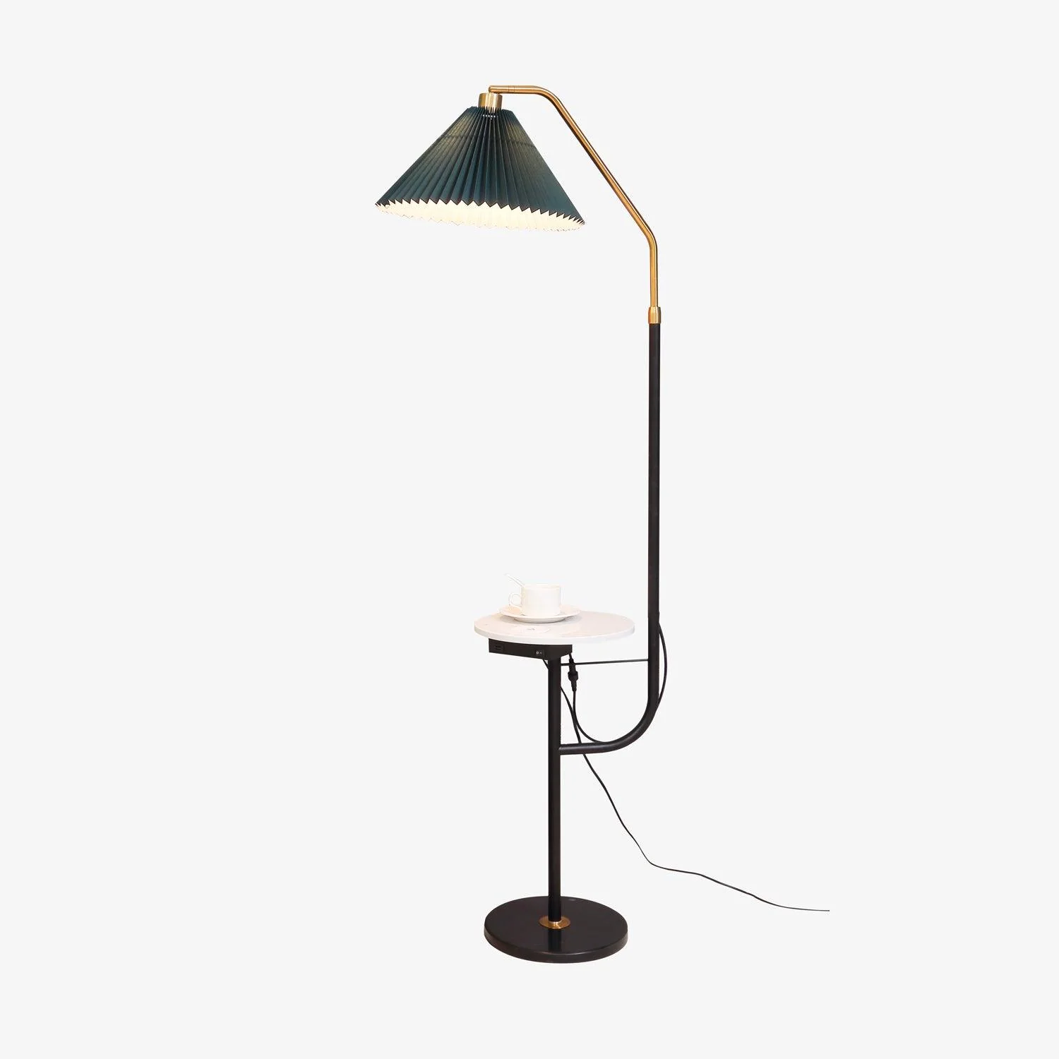 Ozz Floor Lamp - Wooden desktop: W 21.7″ x H 65″ / W 55cm x H 165cm / Beige & Black & Gold / AU plug