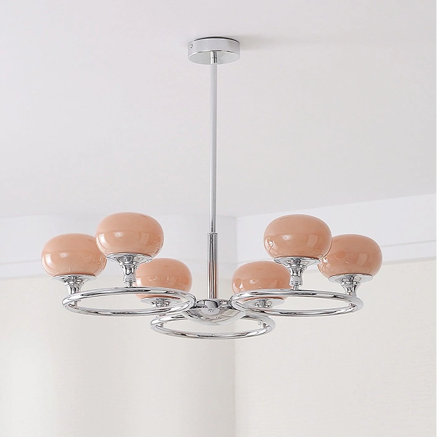 Люстра Ingersoll Round - ∅80см x 21см, хром, бежевый
