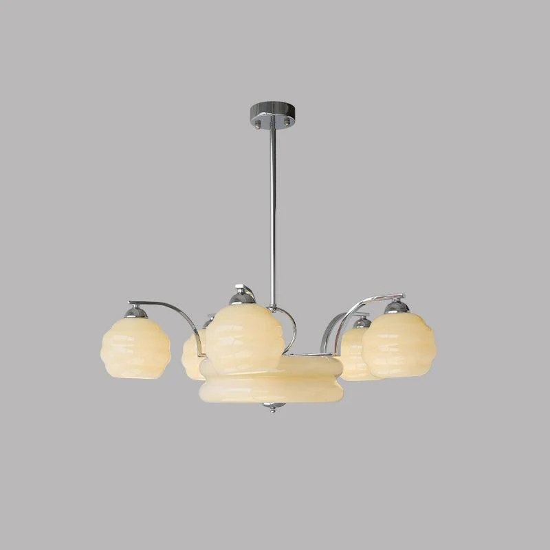 Люстра Art Deco Vintage - 3+1 плафона ∅62см x 28см, золотой, белый