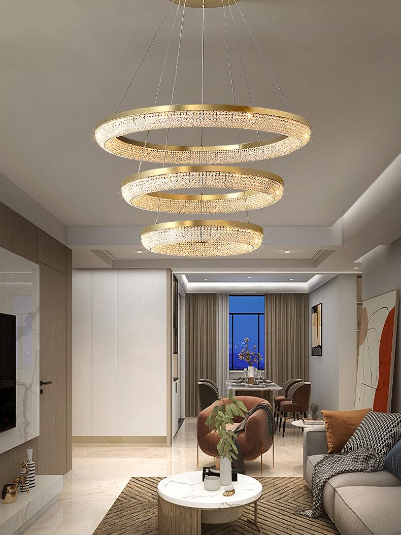 Люстра Round Ring Crystal - 90см x 35см x 7см, золотой, теплый свет