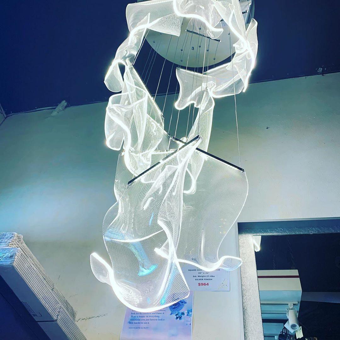 Люстра Acrylic LED - 3 подвеса, ∅35см х 150см, золотой