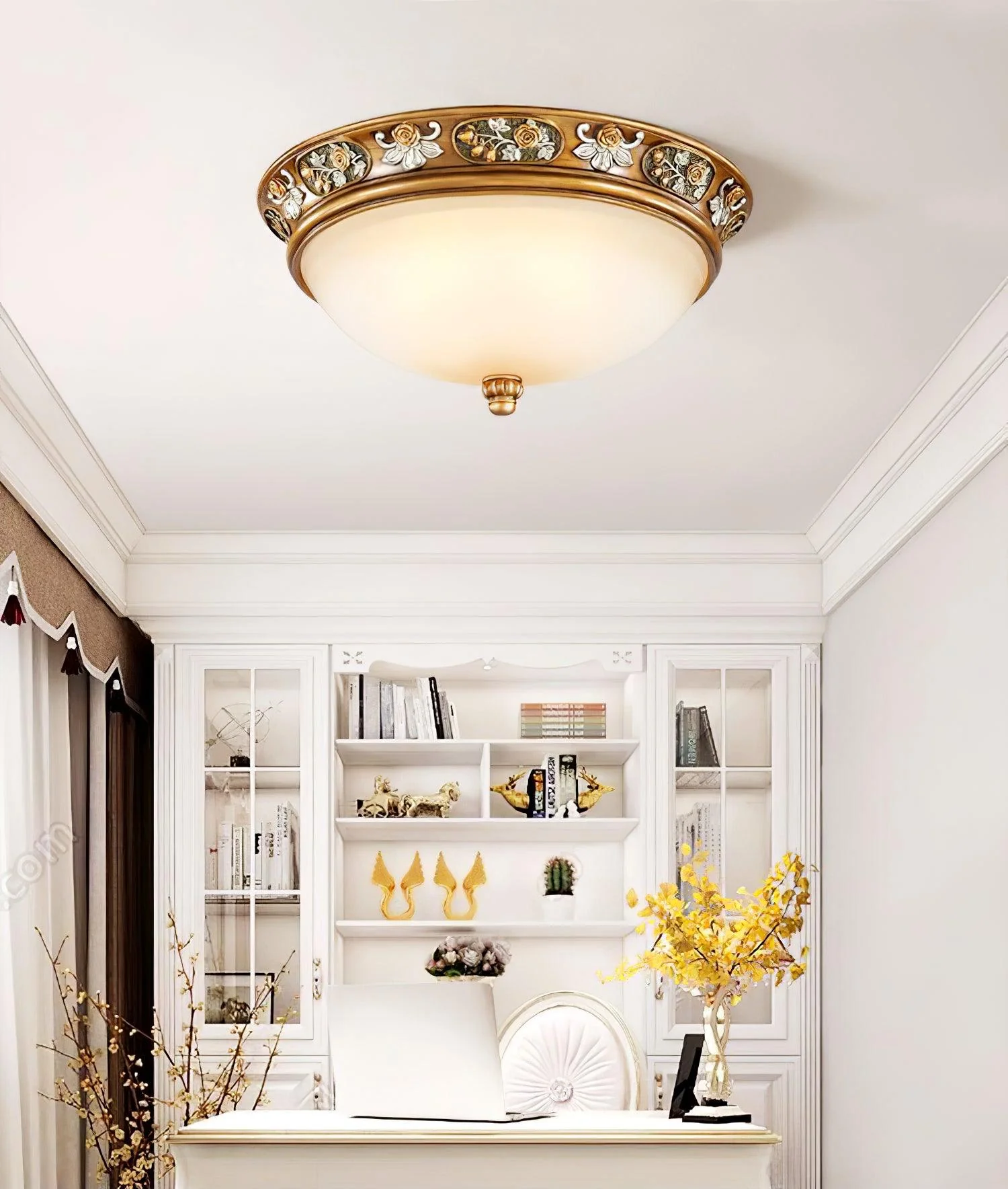 Потолочный светильник Deltana Resin Recessed- ∅38см x 20см, медь, холодный свет