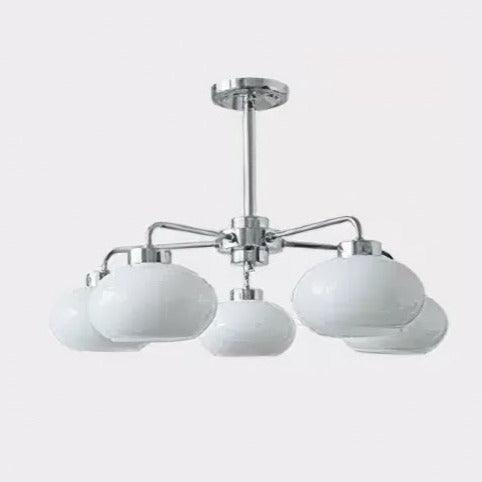 Люстра Oval Persimmon - 5 плафонов ∅60см x 15см, хром, белый
