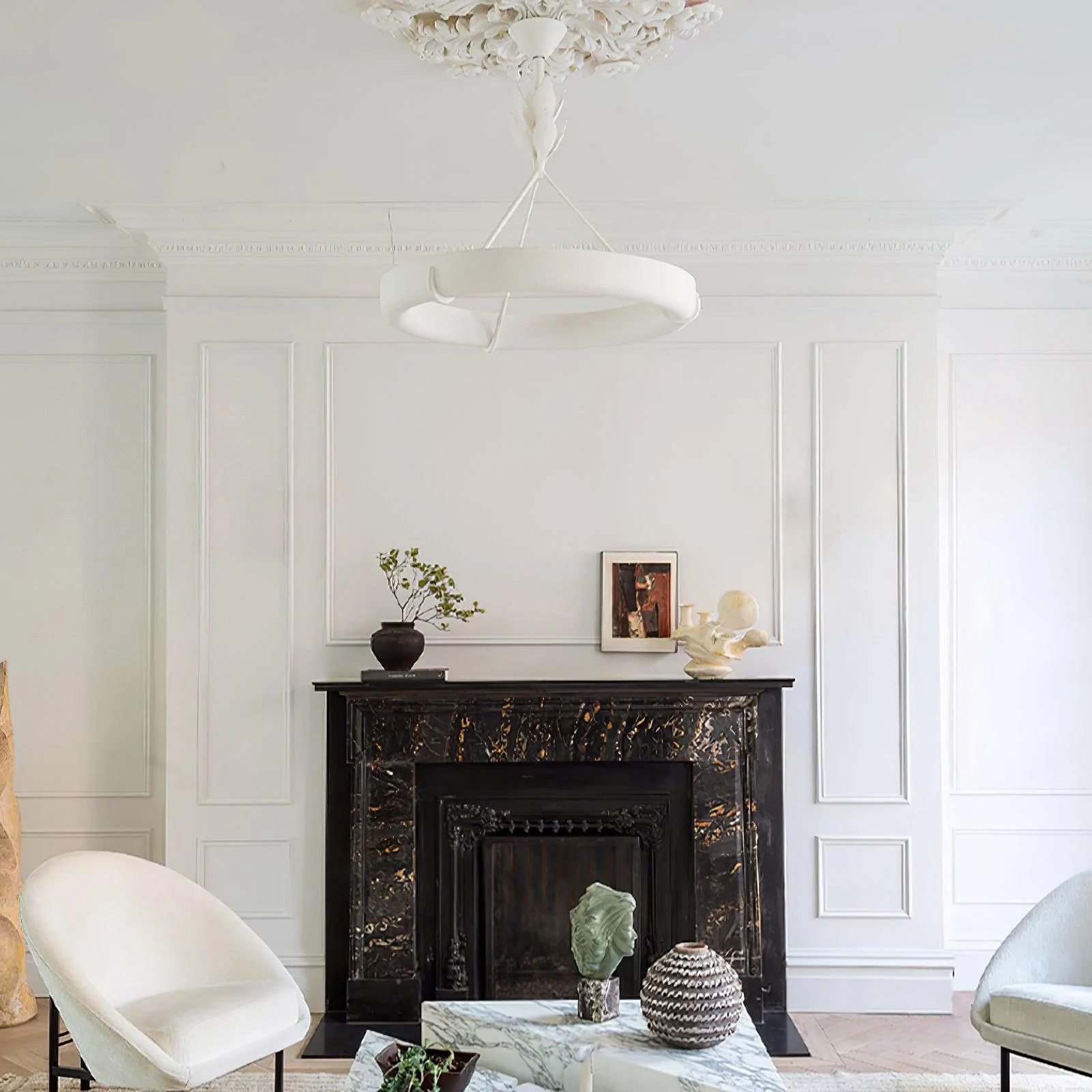 Люстра Tinsley Plaster - ∅80см x 65см, белый, теплый свет
