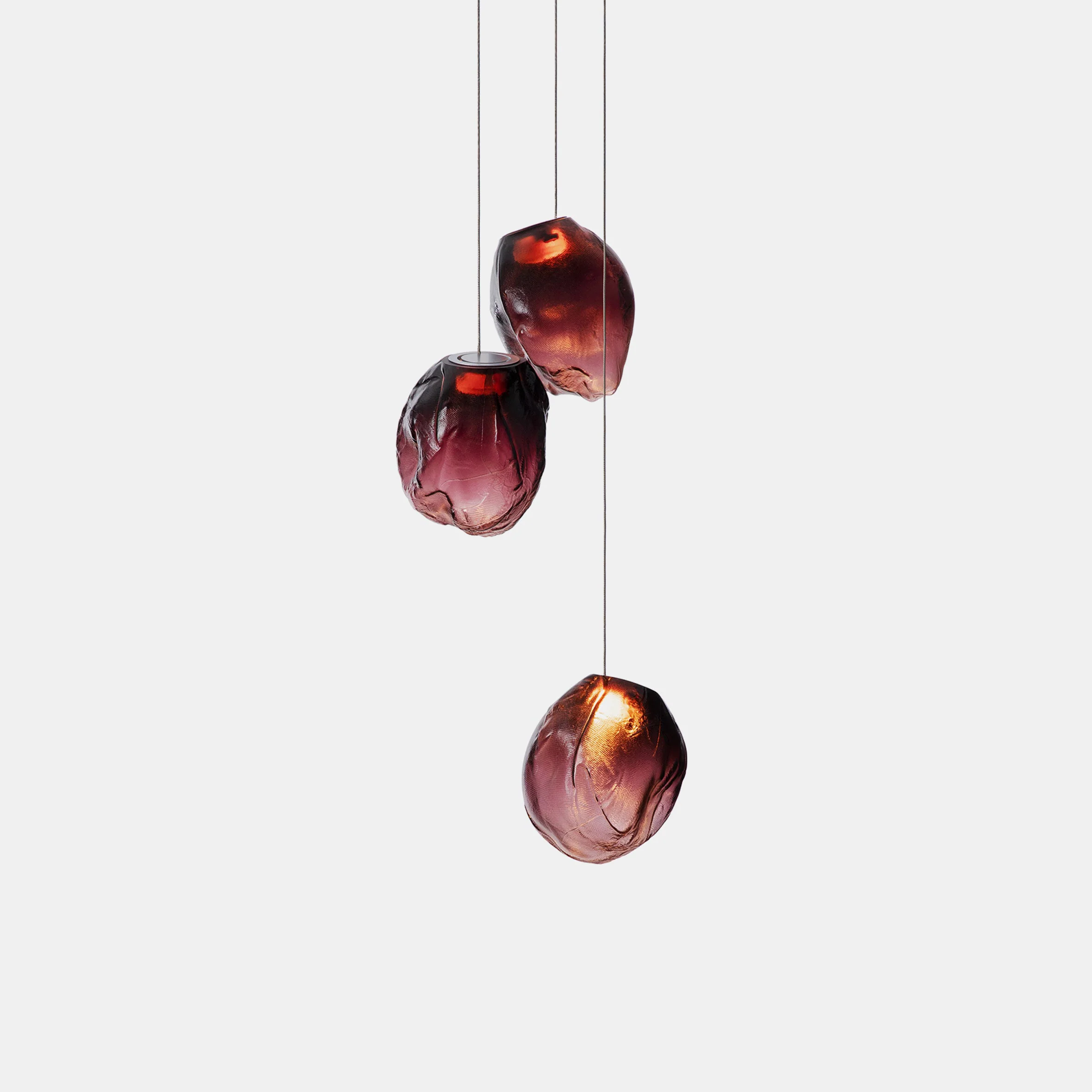 Подвесной светильник Liquid Glass Stone - 3 подвеса ∅30см x 120см, белый, теплый свет