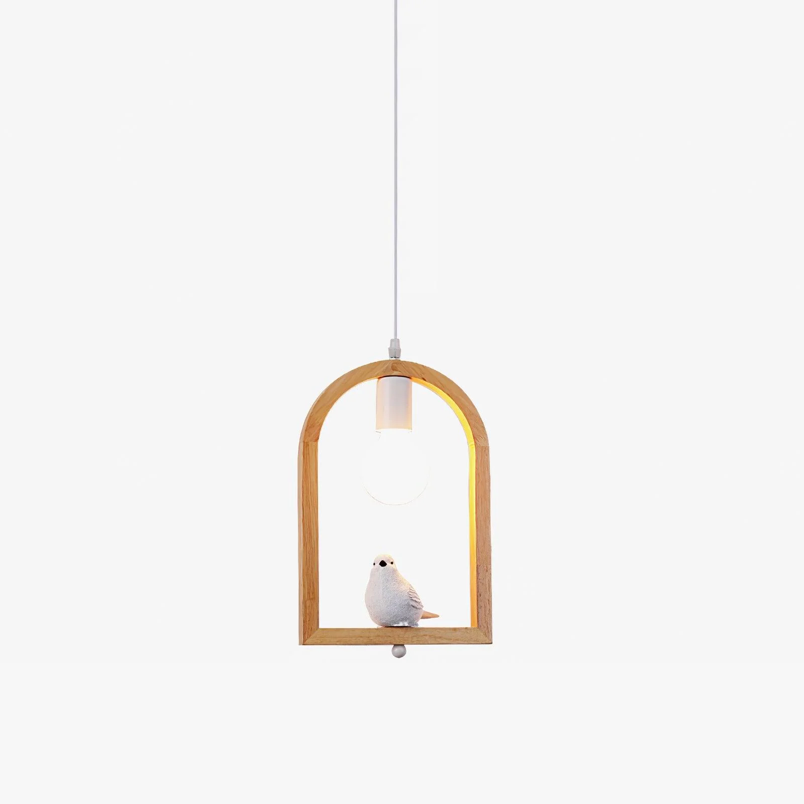 Подвесной светильник Wood Bird Resin - модель B ∅23см x 34см, деревянный