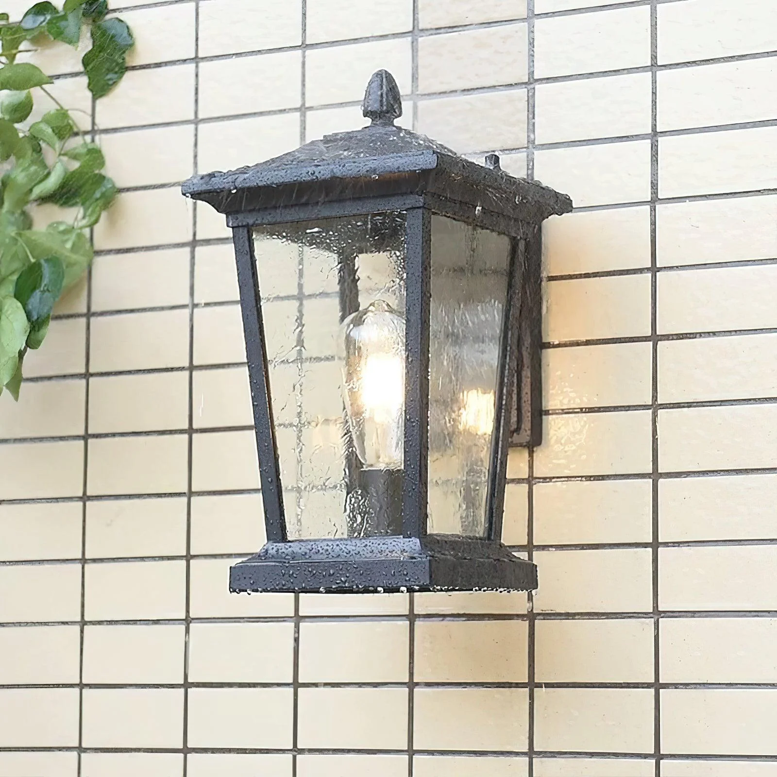Lodge Birdcage Outdoor Wall Lamp - Set of 2 / Antique / Clear glass