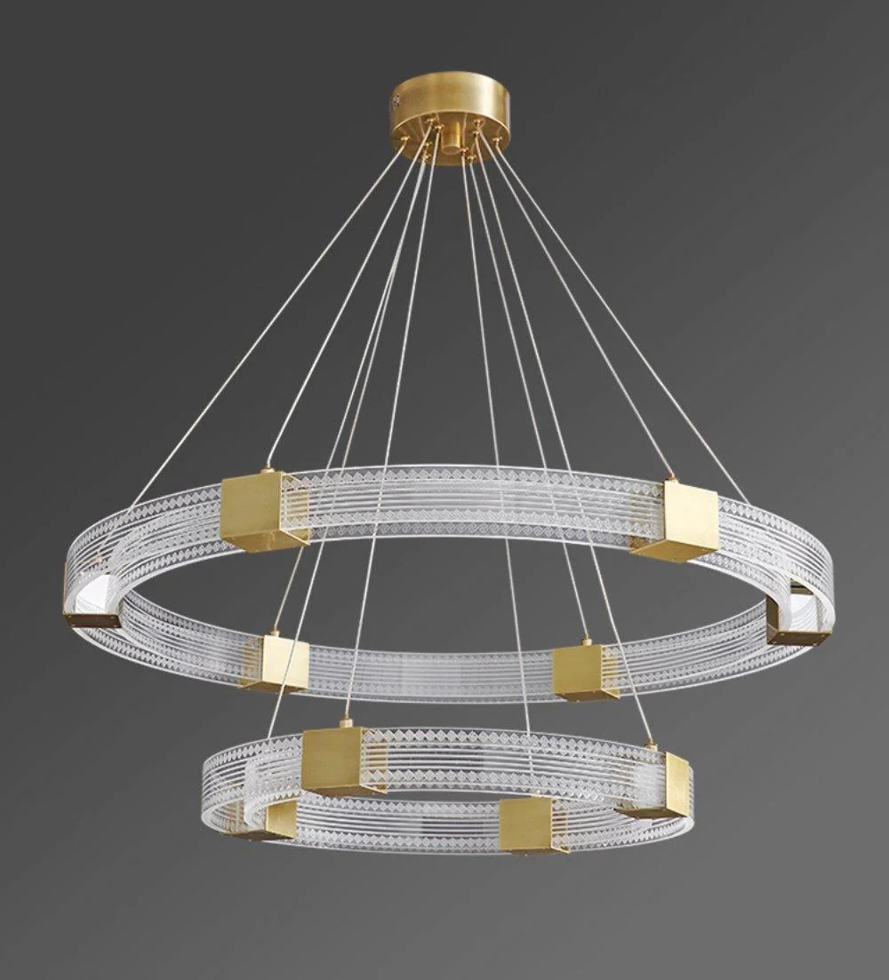 Люстра Parallel Ring LED - ∅65см + ∅80см x 150см, теплый свет