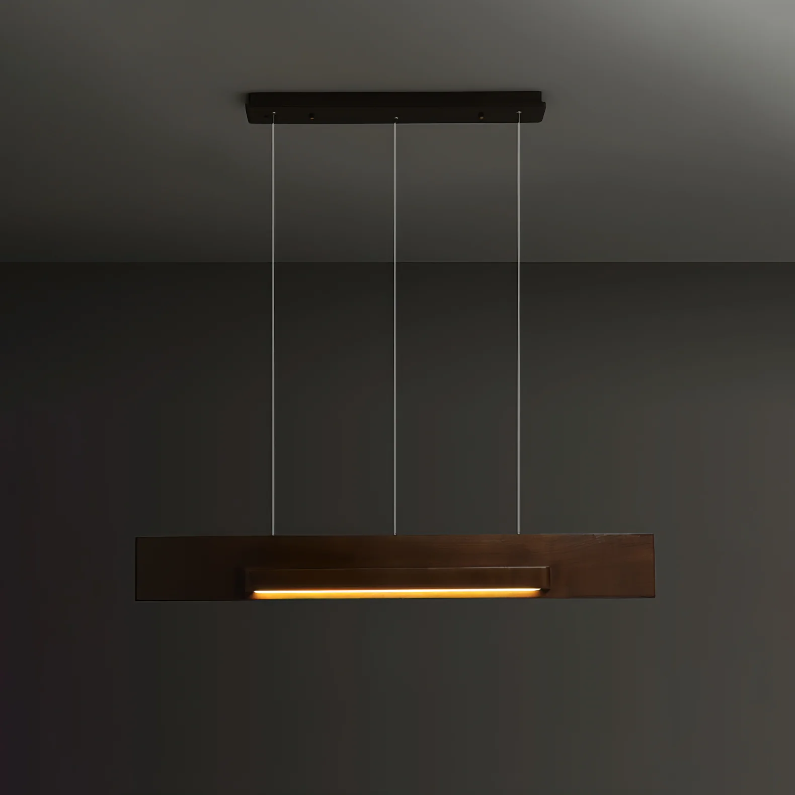 Подвесной светильник Lucien Linear - 120см x 15см, черный, теплый свет